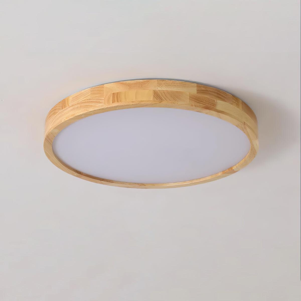 Rubberwood Round Flush Mount