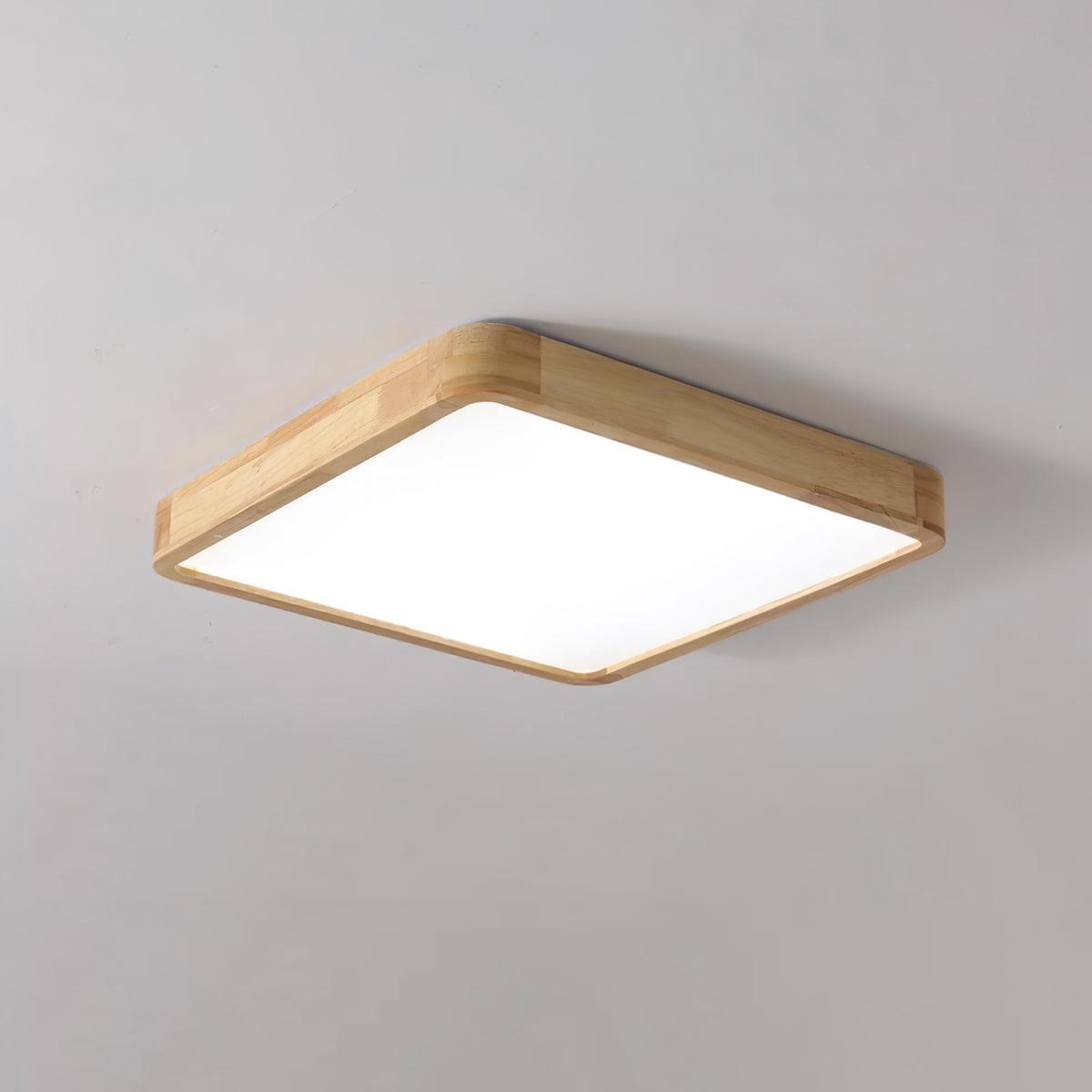 Rubberwood Round Flush Mount