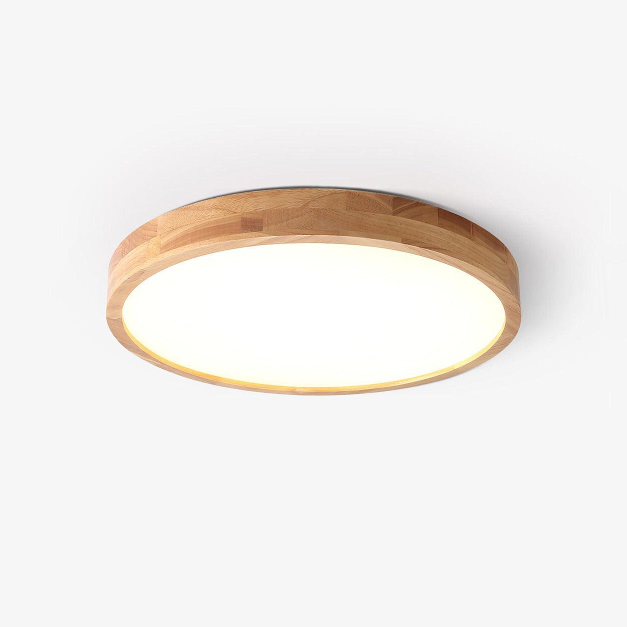 Rubberwood Round Flush Mount
