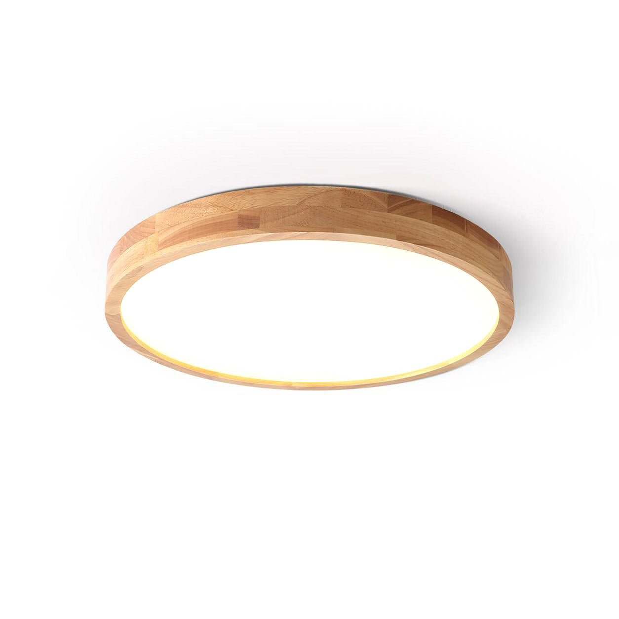 Rubberwood Round Flush Mount
