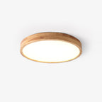 Rubberwood Round Flush Mount