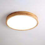 Rubberwood Round Flush Mount