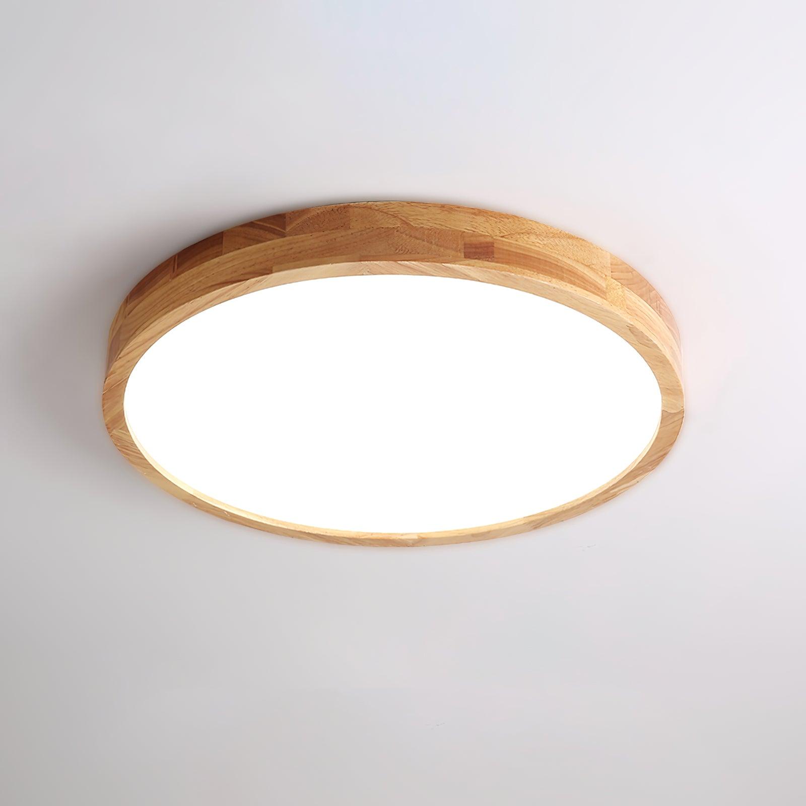 Rubberwood Round Flush Mount