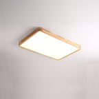 Rubberwood Round Flush Mount