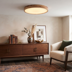 Rubberwood Round Flush Mount