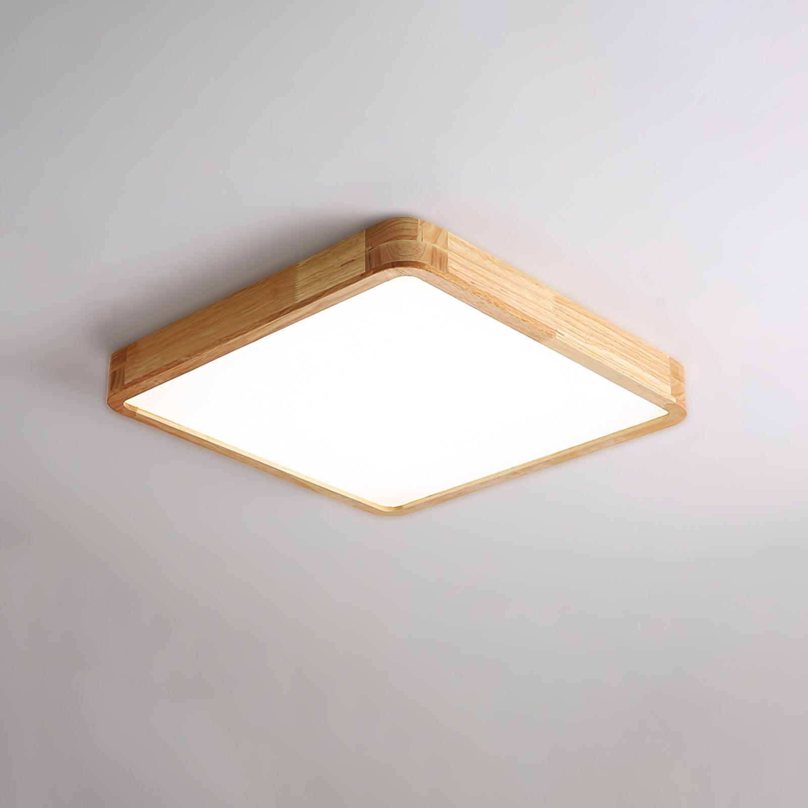 Rubberwood Round Flush Mount