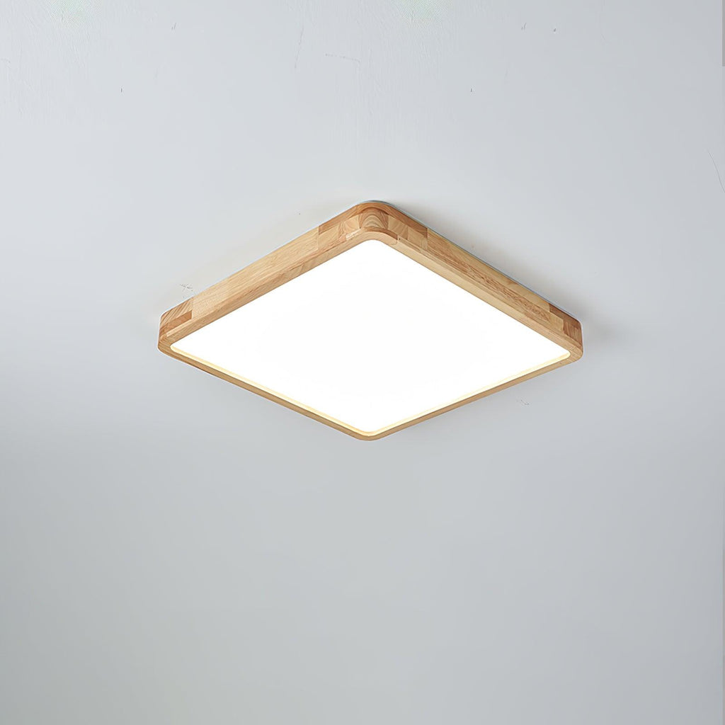 Rubberwood Round Flush Mount