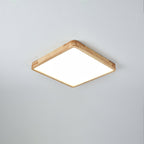 Rubberwood Round Flush Mount