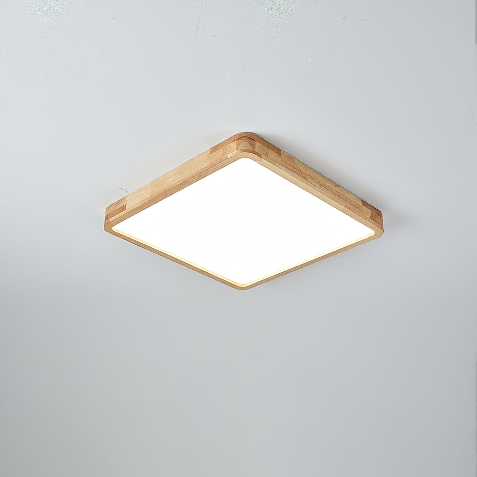 Rubberwood Round Flush Mount