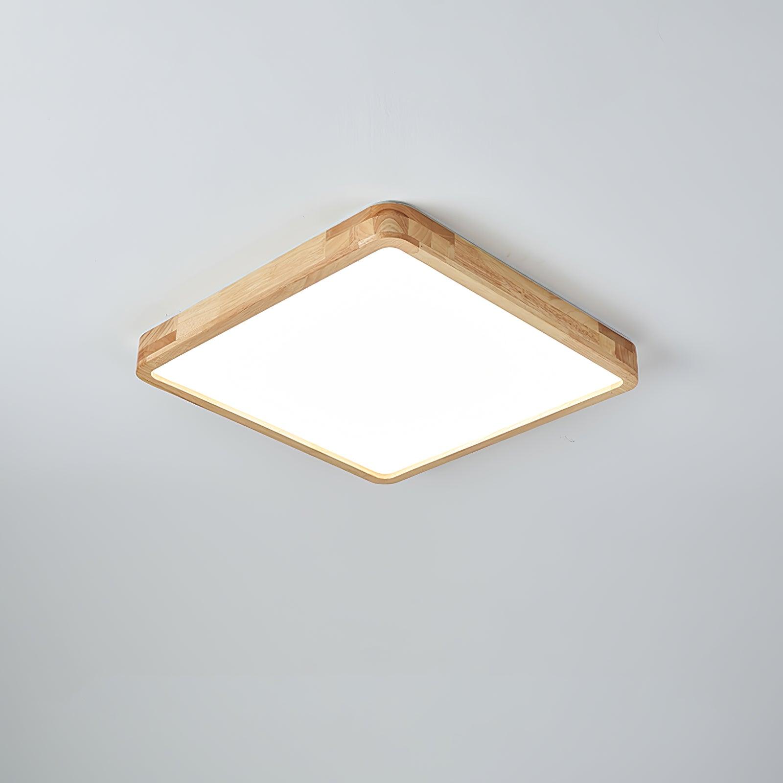 Rubberwood Round Flush Mount