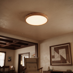 Rubberwood Round Flush Mount