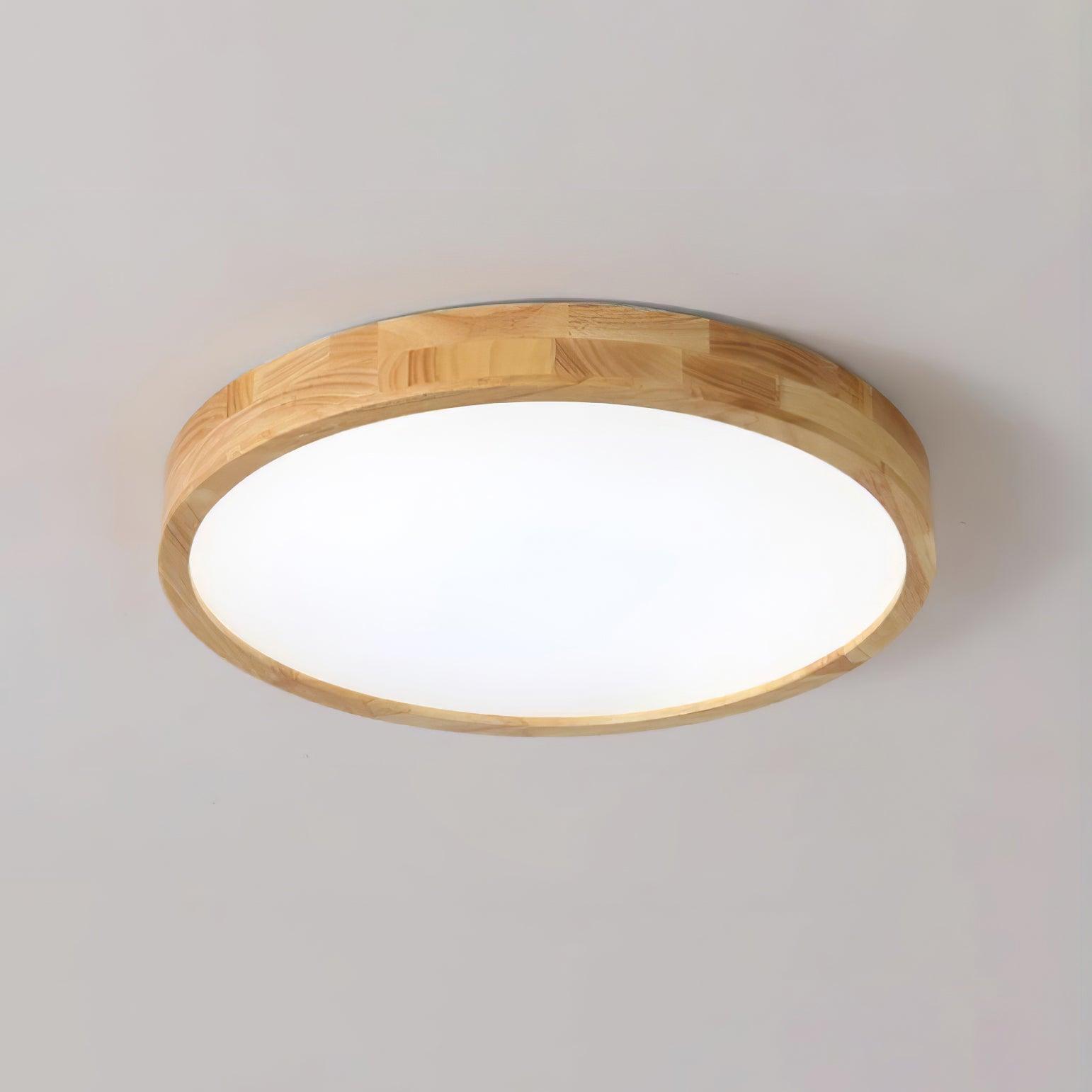Rubberwood Round Flush Mount