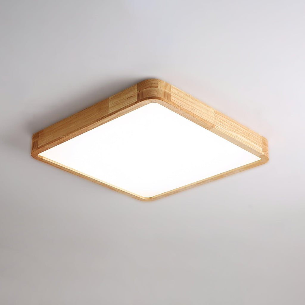Rubberwood Round Flush Mount