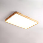 Rubberwood Round Flush Mount