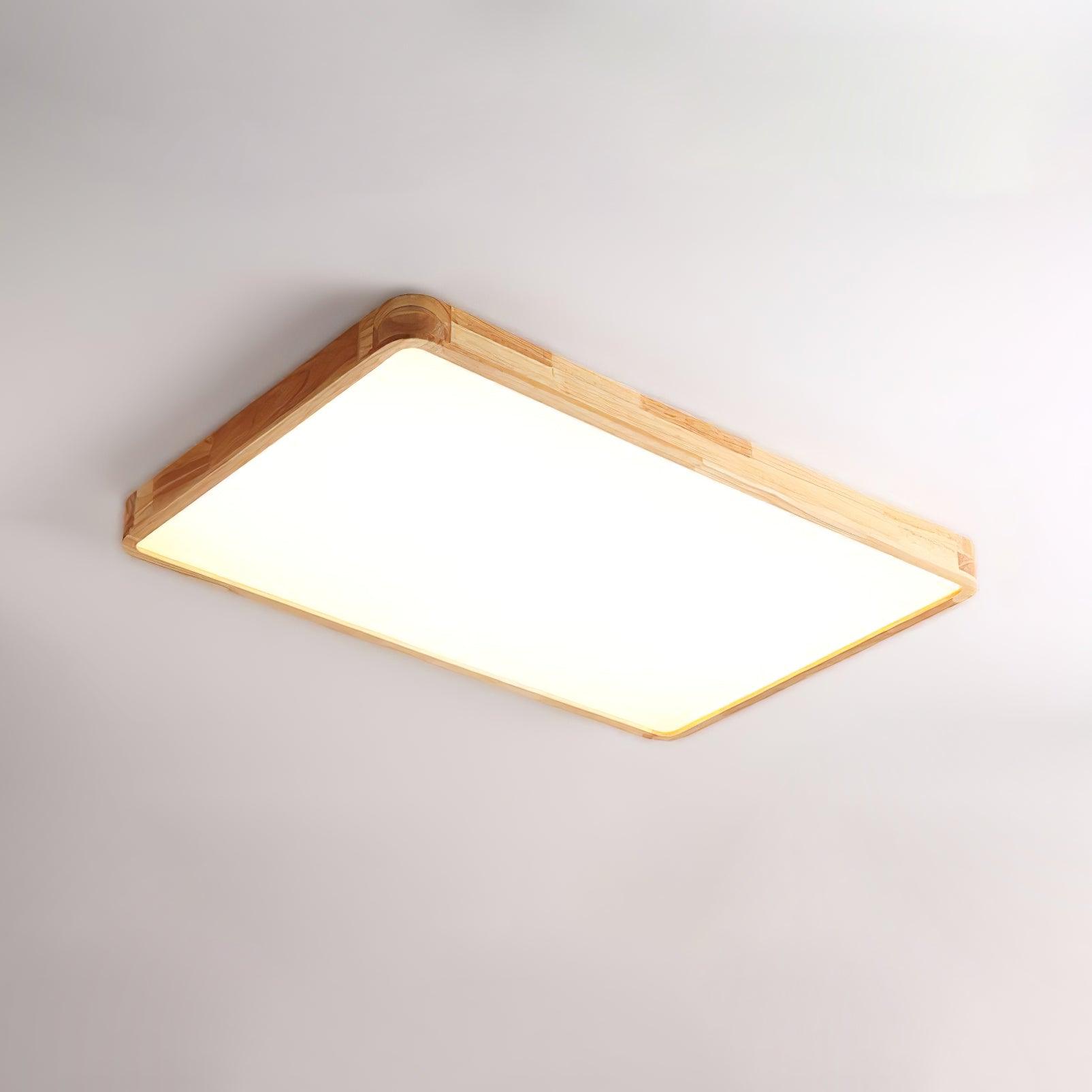 Rubberwood Round Flush Mount