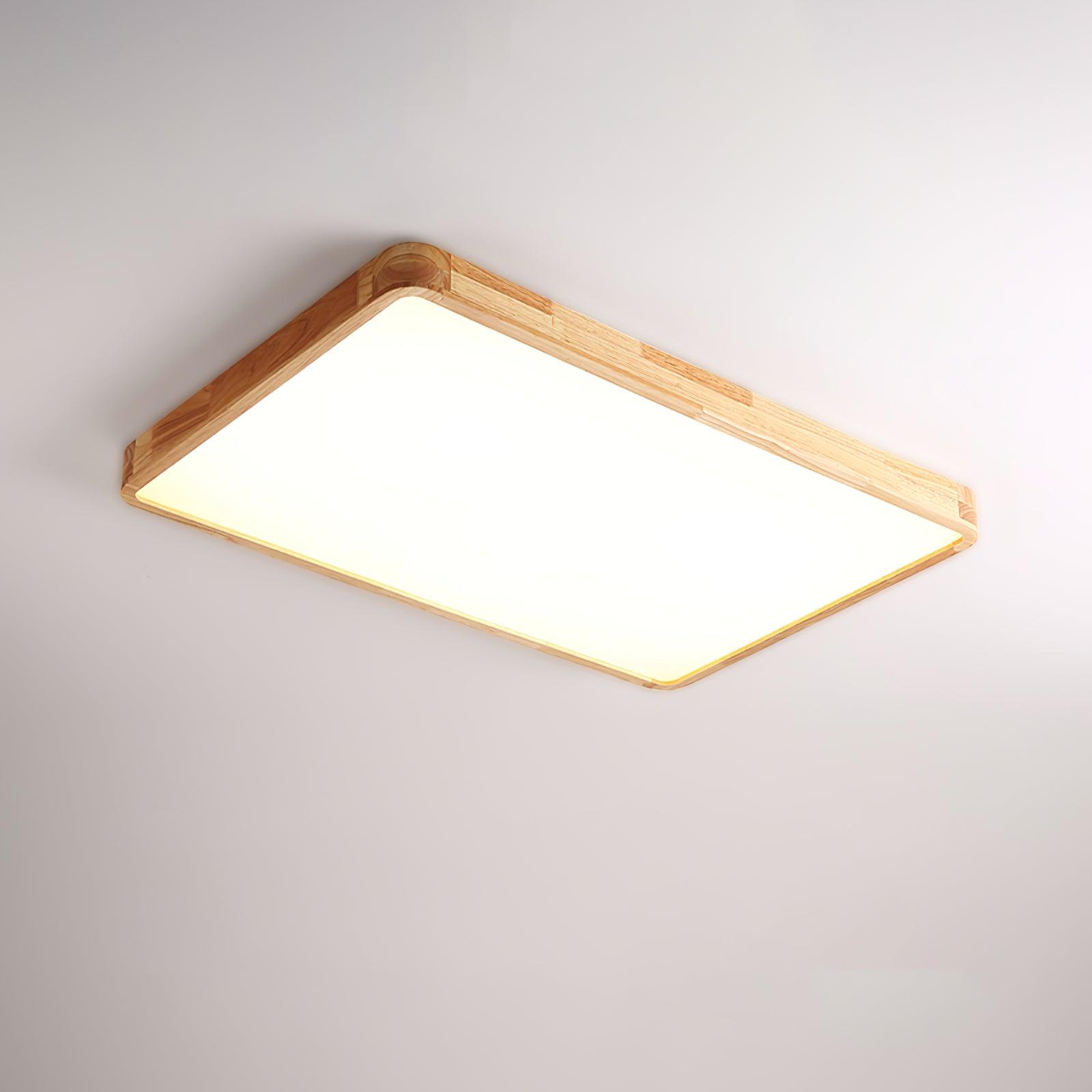 Rubberwood Round Flush Mount