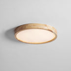 Rubberwood Round Flush Mount