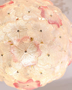 Close Up View of Hydrangea Petal Art Glass Globe Texture and Glowing Details