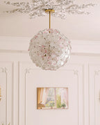 Illuminated Modern Light Hydrangea Petal Art Glass Globe Pendant Light Studio Display