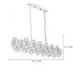 Modern Pink-Purple Hydrangea Petal Art Glass Linear Chandelier Line Art Dimension Diagram
