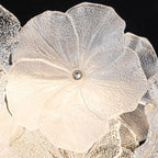 Close Up View of Illuminated Hydrangea Petal Art Glass Details and Structure