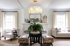 Modern White Hydrangea Petal Art Glass Chandelier in Grand Hallway Foyer