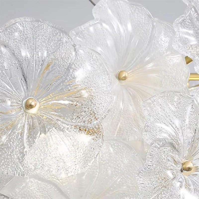 Close Up View of Illuminated White Hydrangea Petal Art Glass Texture and Glow