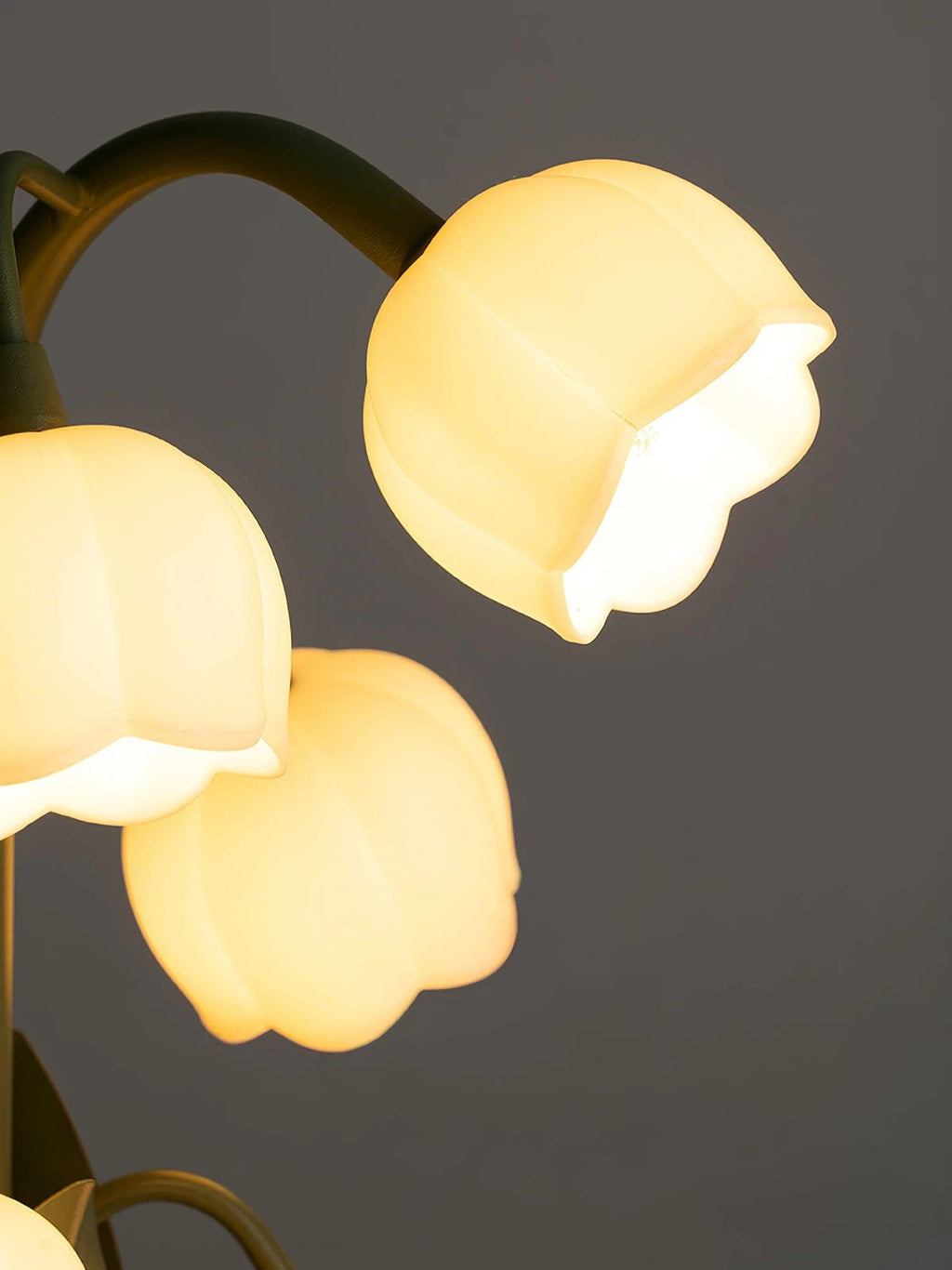 Close Up View of Illuminated Lily Flower Glass Shade