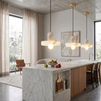 Modern Alabaster Pendant Lights Over Kitchen Countertop