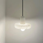 Front View of Illuminated Modern Alabaster Pendant Light