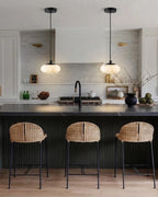 Modern Alabaster Pendant Lights Over Kitchen Countertop