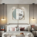 Modern Flat Round Alabaster Pendant Lights in Luxury Master Bedroom