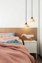 Modern Alabaster Art Glass Pendant Lights in Contemporary Bedroom