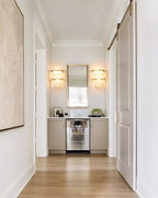 Modern Shell Art Glass Wall Sconce in Hallway Corridor Setting