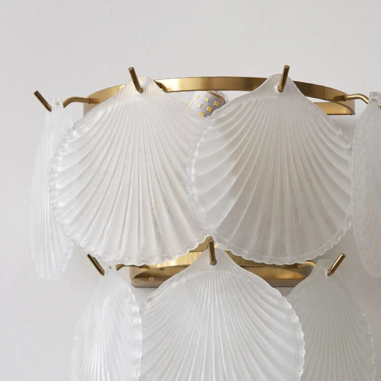 Illuminated Modern Shell Art Glass Wall Sconce Studio Display