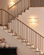 Modern Shell Art Glass Wall Sconce in Grand Staircase Foyer