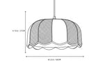 Medium Scalloped Fabric Pendant Light Line Art Dimension Diagram