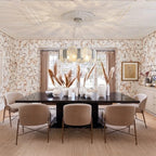 Modern Alabaster Art Glass Chandelier in Dining Area Interior