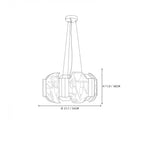 Modern Multi-Tier Silver Banded Alabaster Chandelier Line Art Dimension Diagram