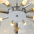 Close Up View of Silver Canopy and Suspension Cords for Art Glass Chandelier