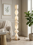 Sculptural Layered Alabaster Floor Lamp