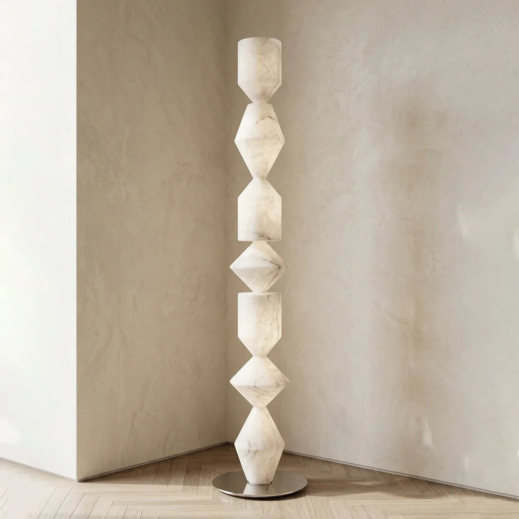 Sculptural Layered Alabaster Floor Lamp