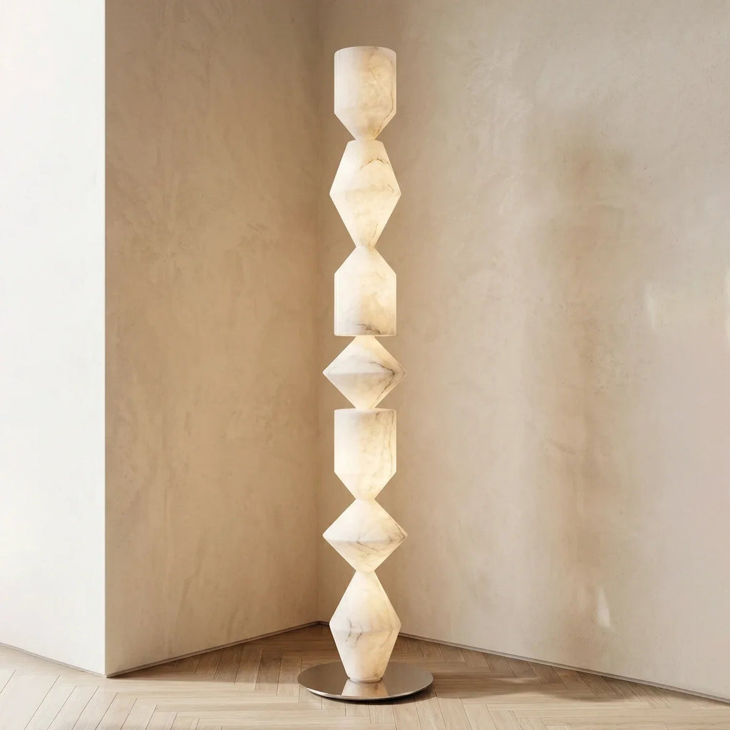 Sculptural Layered Alabaster Floor Lamp