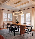 Alabaster Linear Pendant Light Over Formal Dining Table