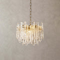 Illuminated Modern Clear Art Glass Chandelier Studio Display