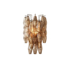 Modern Amber Art Glass Wall Sconce with Brass Hardware on Pure White Background