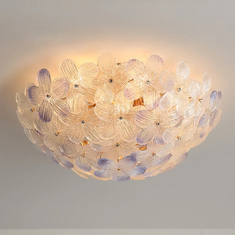 Illuminated Modern Multi-Color Gradient Crystal Floral Ceiling Light Studio Shot