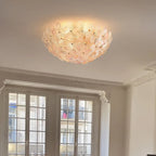 Modern Pink Crystal Floral Ceiling Light in Bright Interior