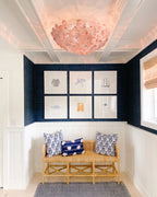 Modern Pink Floral Art Glass Ceiling Light in Hallway Foyer