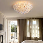 Modern Pink Crystal Floral Ceiling Light in Contemporary Living Room